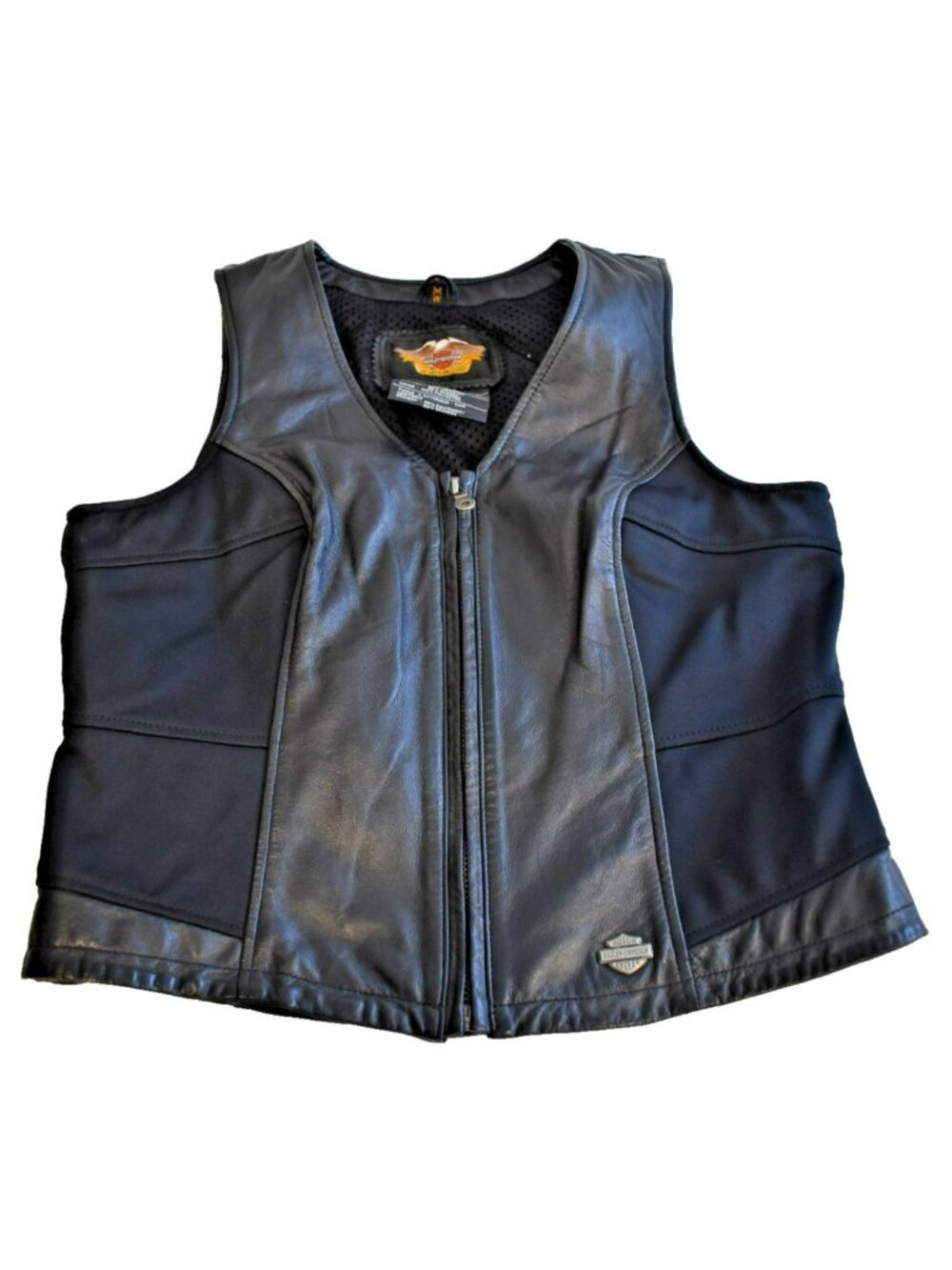 Harley Davidson Womens M Leather Riding Vest Breathable Strechable